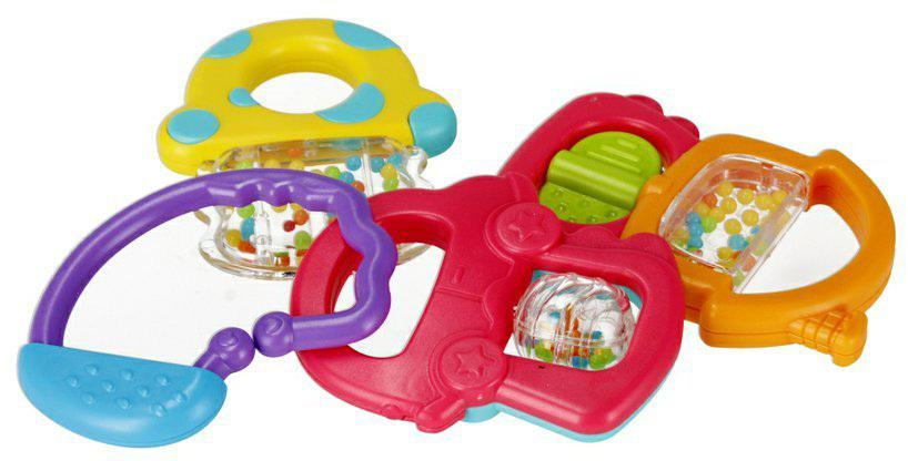 BAM BAM Baby chrastítko veselé set 3ks klipem pro miminko plast na kartě