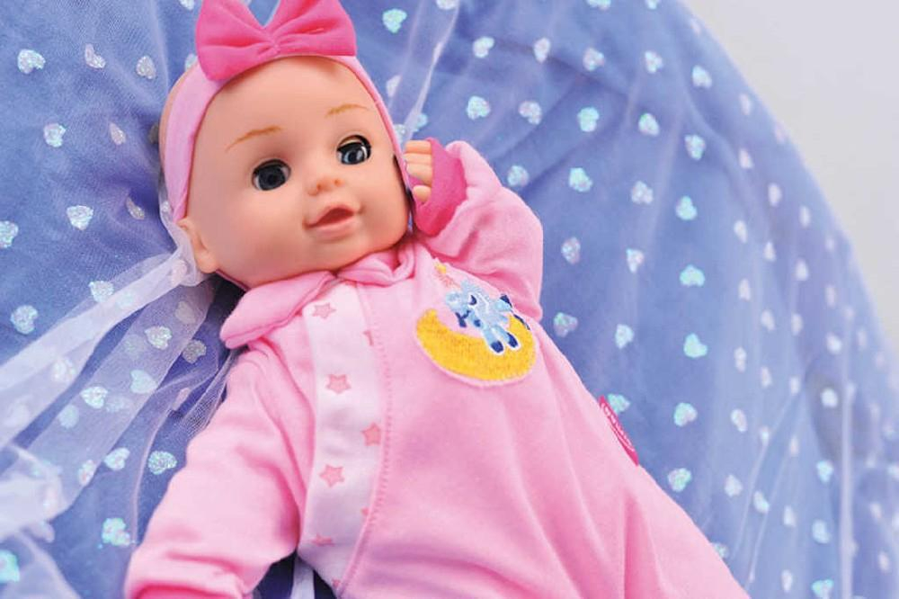 Panenka Bambolina Bebe 34cm miminko mluví 50 slov CZ na baterie Zvuk