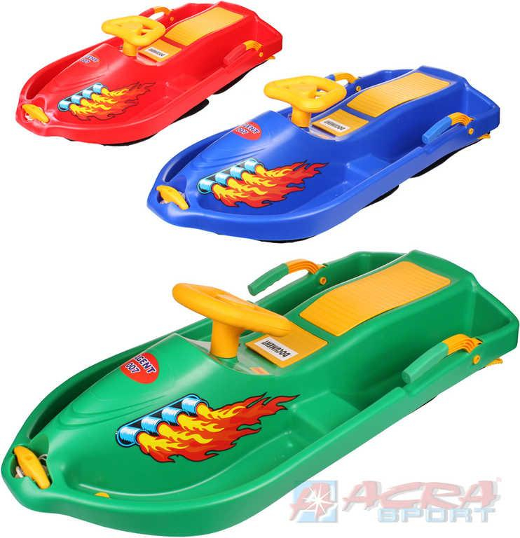 ACRA Boby dětské s volantem SNOW BOAT se 2 brzdami pro 2 osoby 3 barvy plast