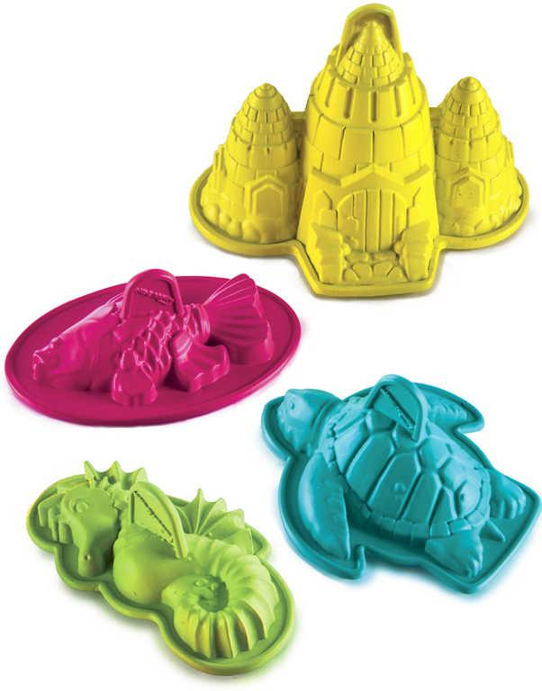 Písek magický 454g písečný zámek kinetic sand set se 4 formičkami v krabici