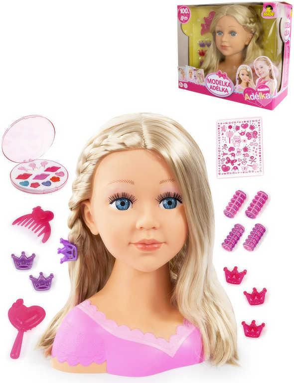 Hlava blond česací Adélka 27cm set s doplňky 13ks v krabici