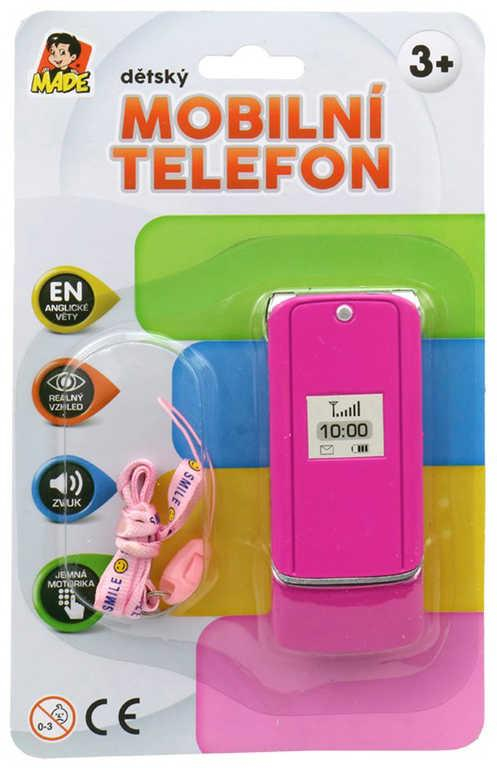 Telefon dětský 11cm vyklápěcí mobil véčko na baterie 2 barvy AJ Zvuk