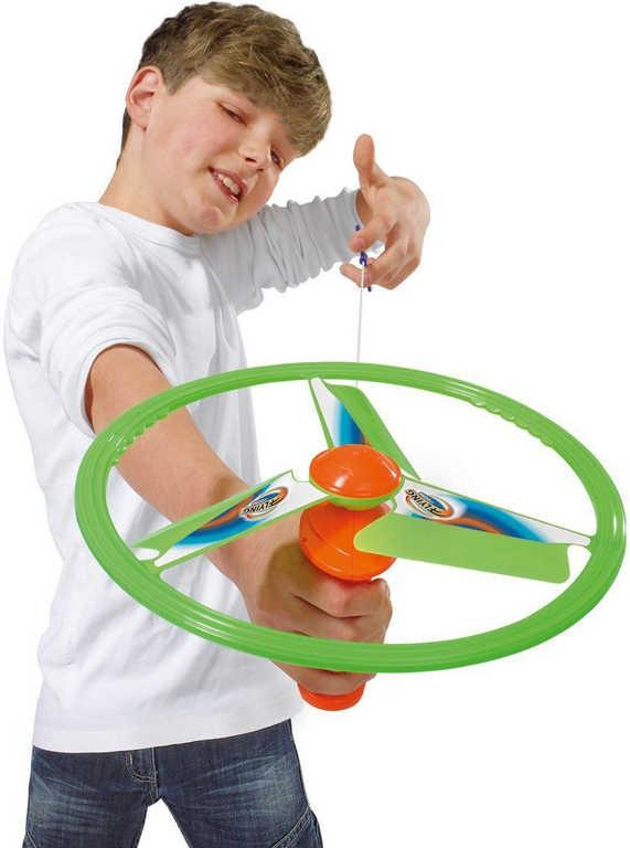 SIMBA Létající disk barevný na natažení 27cm na šňůrku 2 barvy plast