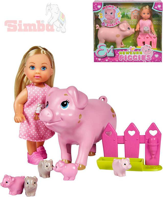 SIMBA Panenka Evička 12cm set s prasátkem a selátky Evi Love