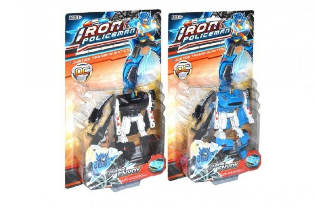 Transformer auto/robot policie plast 18 cm asst 2 barvy na kartě