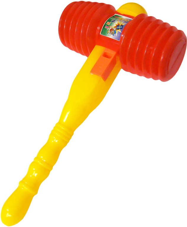 Kladivo soft barevné pískací 26cm žluto-červené Zvuk plast v sáčku