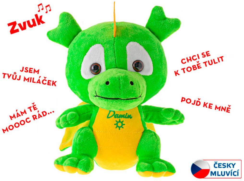 PLYŠ Dráček baby Damin 19cm mluví česky na baterie Zvuk CZ *PLYŠOVÉ HRAČKY*