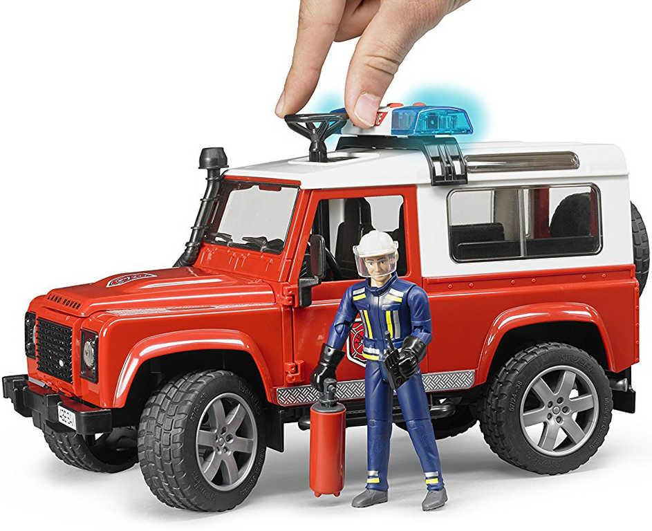 BRUDER 02596 Auto Land Rover hasiči set s figurkou a doplňky Světlo Zvuk